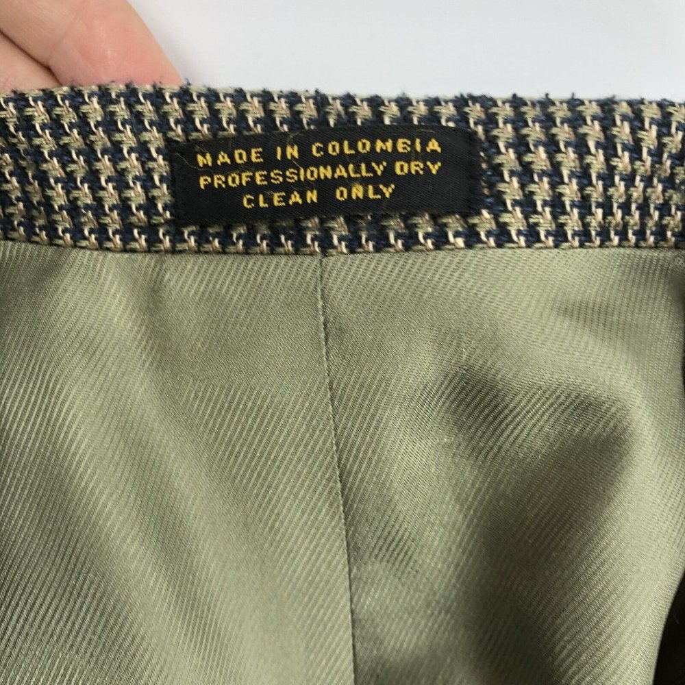Oscar De La Renta Mens 44R Green Grey Silk Blend Houndstooth Sport Coat Blazer - Picture 11 of 12